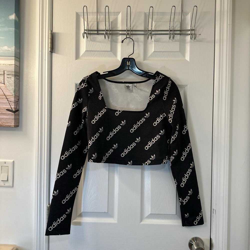 Adidas Sparkly Black & White Crop Top